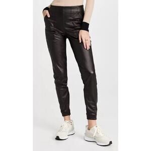 Spanx Black Faux Leather Jogger Pants Size Medium